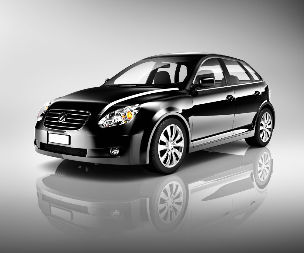 Three Dimensional Shape Black Sedan Studio Shot 1