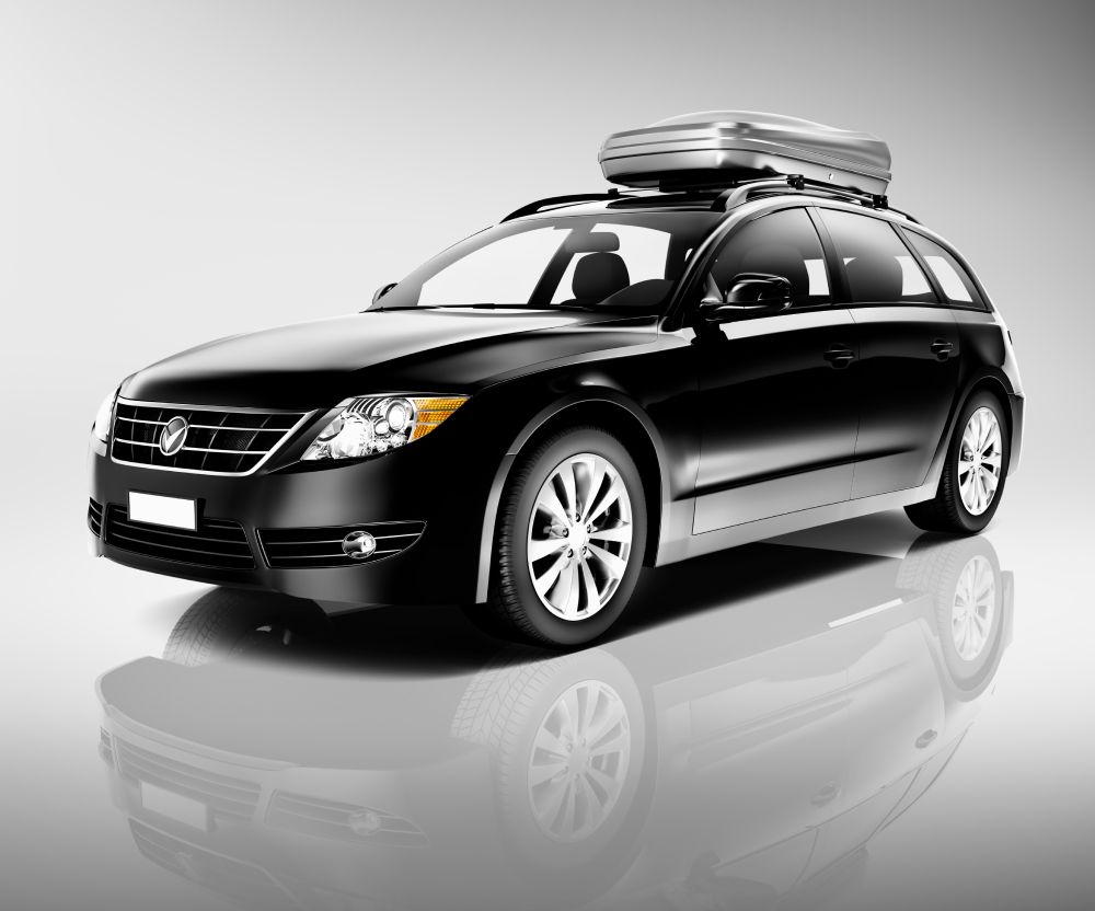 Three Dimensional Shape Black Sedan Studio Shot